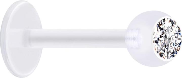 Immagine prodotto Star Piercing Micro Labret trasparente con sfera e cristallo d'argento (Bioflex, senza ottone)