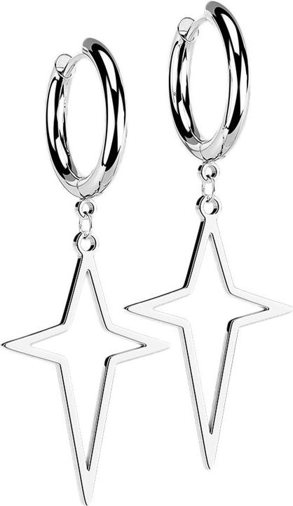 Image du produit Star Piercing Boucles d'oreilles argent pendentif croix en étoile (Acier chirurgical 316L, sans laiton)