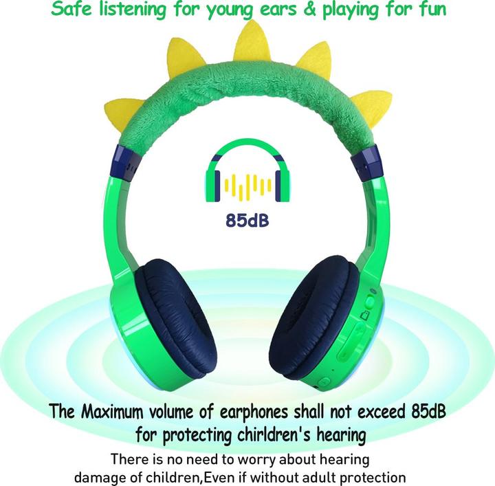 Produktbild PhoneLook Coole Wireless Bluetooth 5.3 Kopfhörer für Kinder mit gedämpfter Lautstärke 85dB und lustigem Design