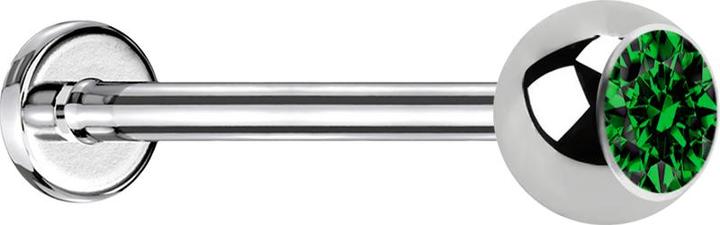 Star Piercing Micro Labret silber mit Kugel und Kristall grün (ohne Messing, Chirurgenstahl 316L)