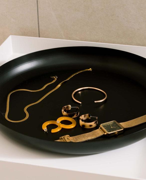 Immagine prodotto Esmée Vassoio da portata rotondo / vassoio decorativo in metallo nero, Ø 30,5 cm