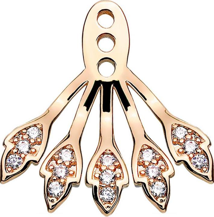 Actual product image Star Piercing Ear Jacket earring rose gold with five crystal leaves