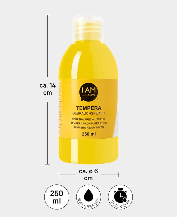 Image du produit I Am Creative Tempera, peinture à la détrempe à base d'eau, 250 ml (Jaune, 250 ml)