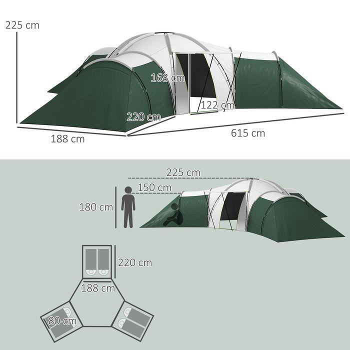 Image du produit Swisshandel24 Tunnelzelt Campingzelt für 6-9 Personen mit 3 Schlafzimmern, Wohnzimmer, Veranda (Tente tunnel, 6 personnes)