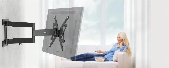 Actual product image Hama FULLMOTION TV wall mount, 400x400, 165 cm (65"), extra long arm, slim (Wall, 65", 50 kg)