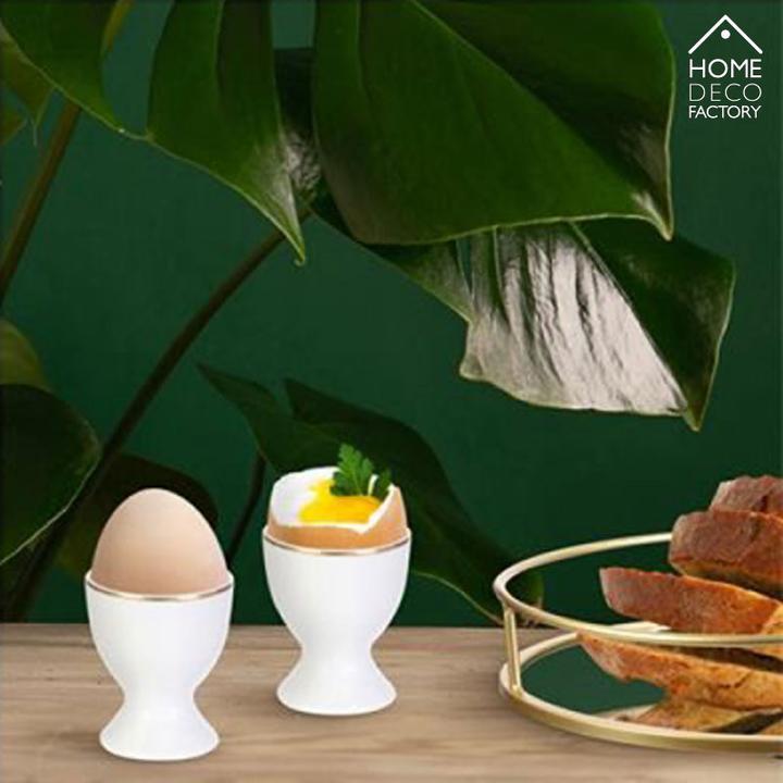 Image du produit BigBuy 4 POT à OEUFS en porcelaine Blanc avec bord doré de HOME DECO FACTORY (4 x)