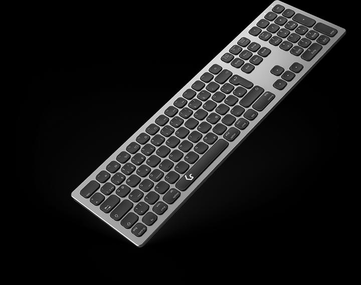 Produktbild KeySonic Full-Size Aluminium Tastatur, Bluetooth® & RF, für Win & macOS (DE, Kabellos)