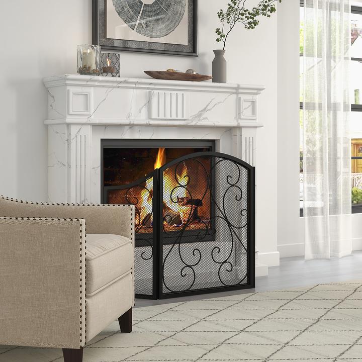 Produktbild Homcom Kamingitter mit drei Paneelen (66 x 31 x 81 cm)