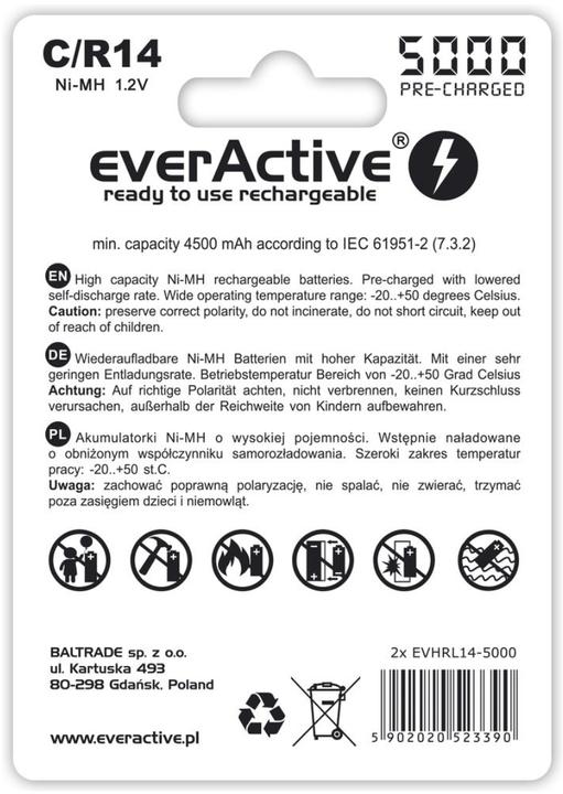 Image du produit Everactive EVHRL14-5000 (2 pcs, C, 5000 mAh)
