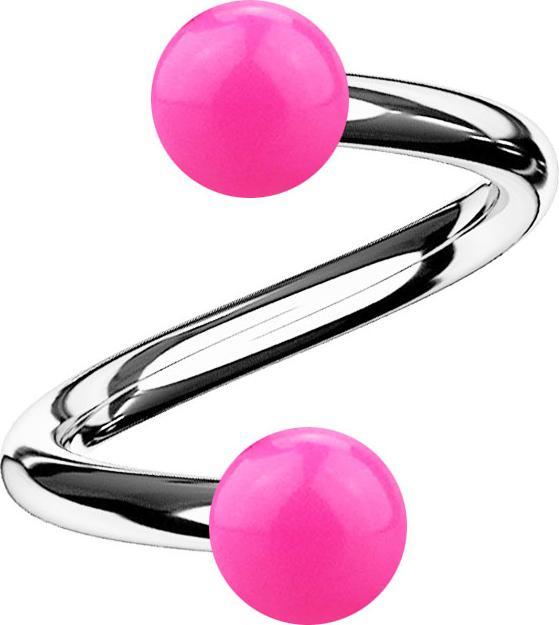 Immagine prodotto Star Piercing Micro spirale argento con due sfere rosa (Acrilico, senza ottone, Acciaio chirurgico 316L)