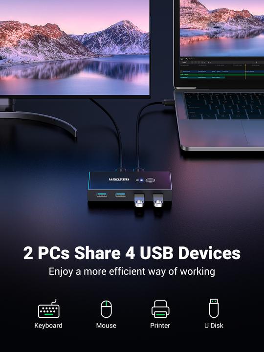 Produktbild Ugreen 2 In 4 Out Sharing Switch Box