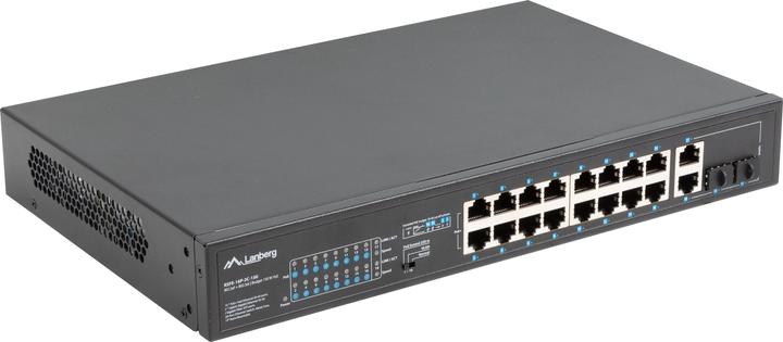 Actual product image Lanberg Switch rack 19 POE+ 16x 100MB /2X COMBO GIGABIT ETHERNET 150W (18 Ports)