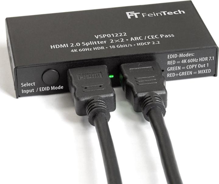 Actual product image FeinTech HDMI 2.0 Splitter 2 Inputs 2 Outputs