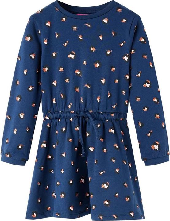 Actual product image VidaXL Children's dress with long sleeves navy blue 128,Material: 95 (128)