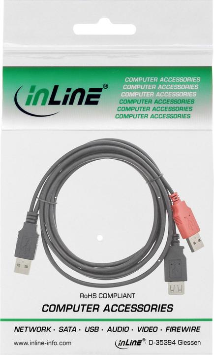 Actual product image InLine USB 2.0 Y-connection cable (0.20 m, USB 2.0)