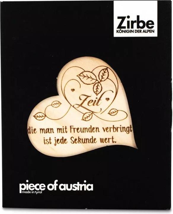 Actual product image ZNatur Swiss stone pine wood heart gift decoration with engraving Time spent with friends No.59