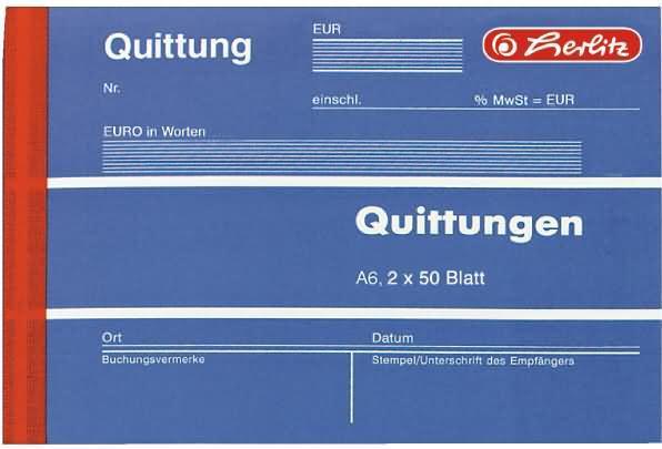 Image du produit Herlitz Bloc de reçus DIN A6 horizontal non autocopiant 1 copie 2x50 f. (50 x)