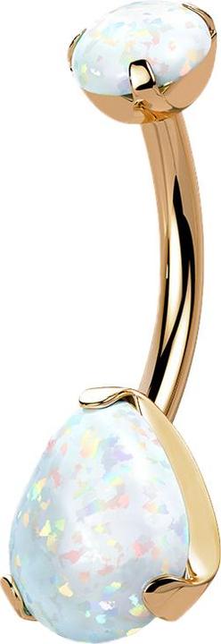 Actual product image Star Piercing Banane rosegold mit Opal und Opal Tropfen weiss (Titanium G23, without brass)