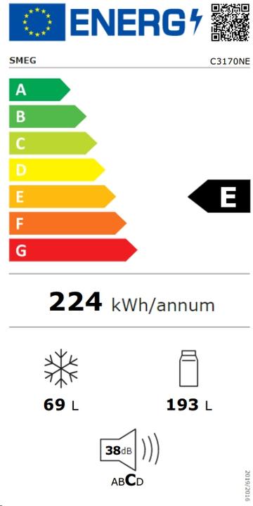 Etichetta energetica Smeg C3170NE koel-vriescombinatie Ingebouwd 262 l E Wit (262 l)