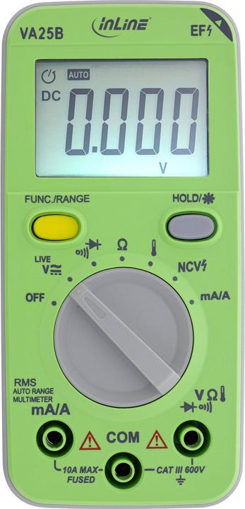 InLine Multimeter with auto-range, pocket size (CAT III 600V)