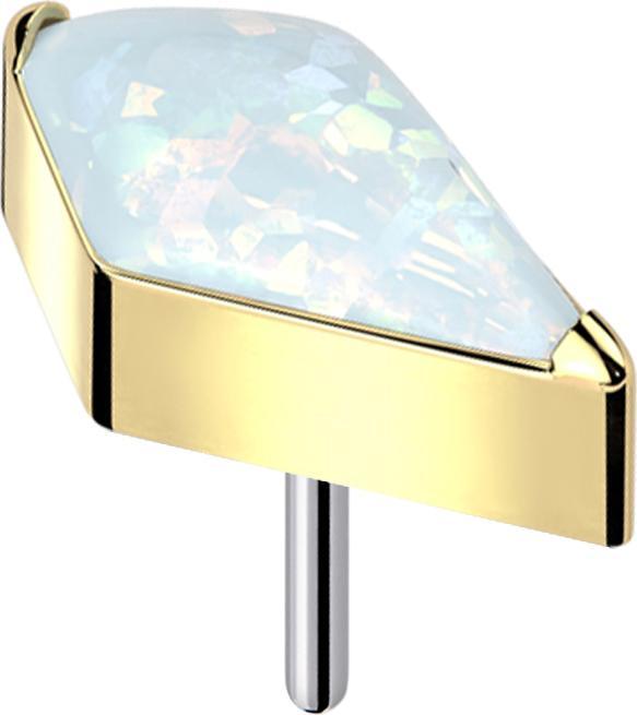 Star Piercing Threadless Diamant vergoldet mit Opal weiss (Titan G23, ohne Messing)