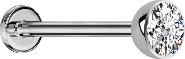 Actual product image Star Piercing Micro Threadless Labret silver hemisphere with crystal silver (Titanium G23, without brass)