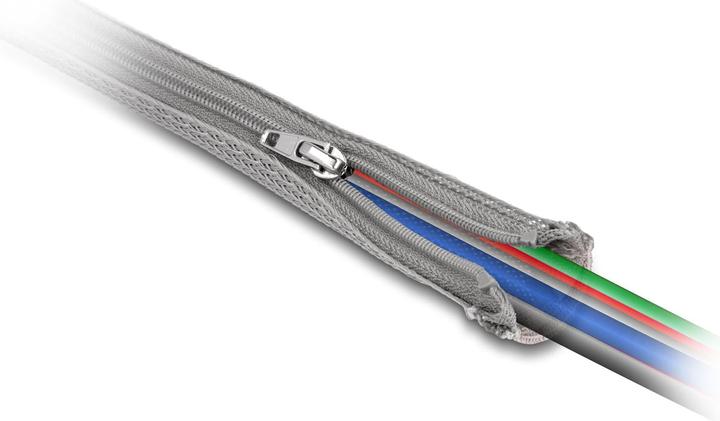 Produktbild Delock Geflechtschlauch mit Reissverschluss hitzebeständig 2 m x 20 mm grau (Kabelschlauch, 200 cm)