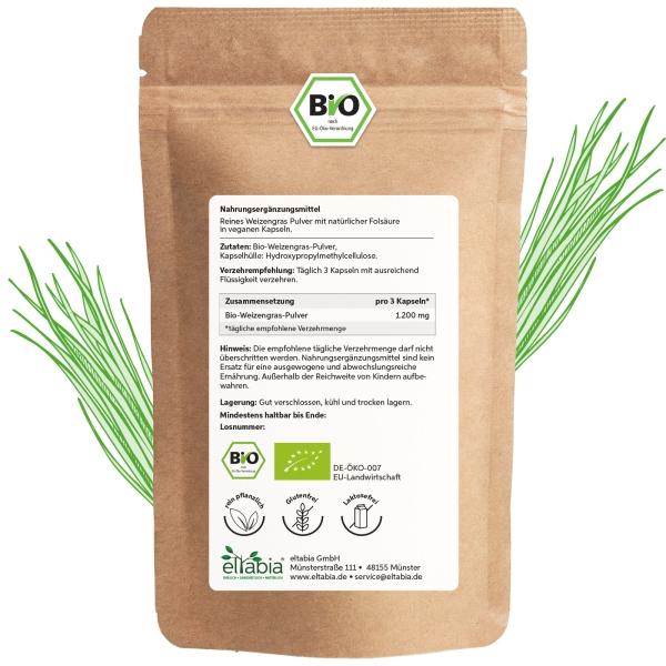 Actual product image Eltabia Organic wheatgrass capsules 200 (200 Piece, Capsules)