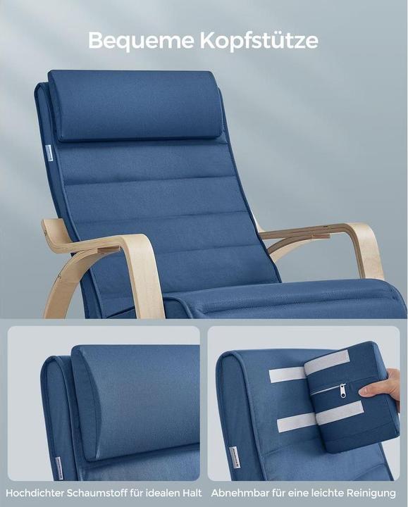 Produktbild Songmics Schaukelstuhl blau braun Stoff