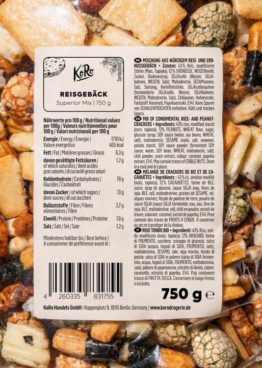 Actual product image KoRo Mixture of savoury rice and peanut biscuits (750 g)