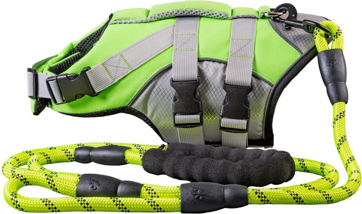 Image du produit Just White Gilet de sauvetage pour chiens vert fluo (M, Gilet de sauvetage pour chien)