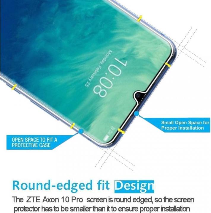 Produktbild Screenguard ZTE Axon 10 Pro Panzerglas Schutzfolie Case Friendly Design (1 Stück, ZTE Axon 10 Pro)