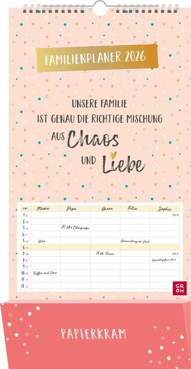 Familienplaner 2026: Unsere Familie ist genau die richtige Mischung aus Chaos und Liebe (Deutsch)
