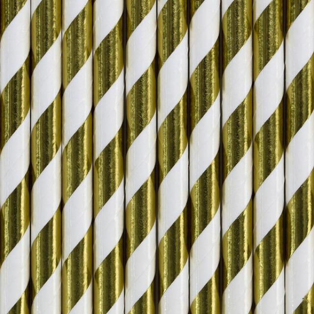 Produktbild Partydeco Gestreifte Strohhalme Gold (10 x)