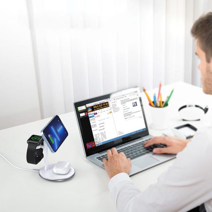 Produktbild Choetech Wireless charger with stand 3in1 (black) (15 W)