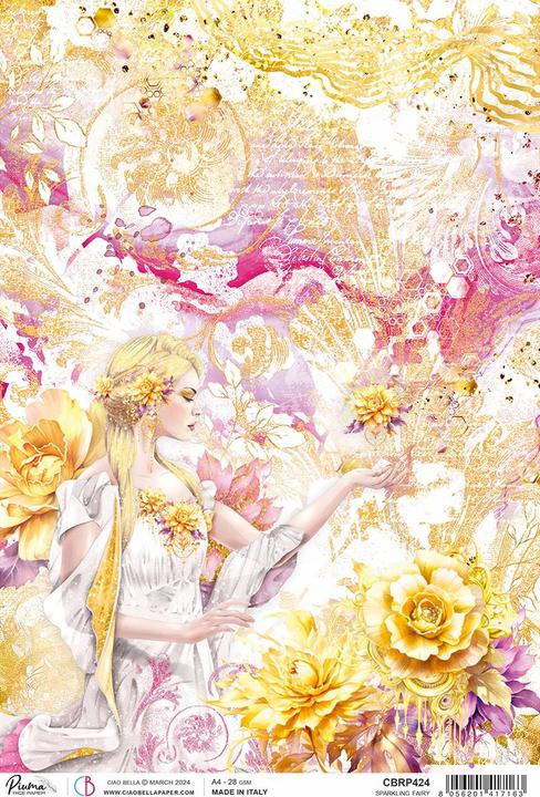 Image du produit Ciao Bella Soie grège à motif "Ethereal - Sparkling Fairy", DIN A4 (28 g/m², 1 x)