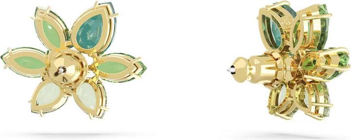 Swarovski Gema Boucles d'oreilles Différentes tailles Fleur Verte Or (Métal Swarovski)