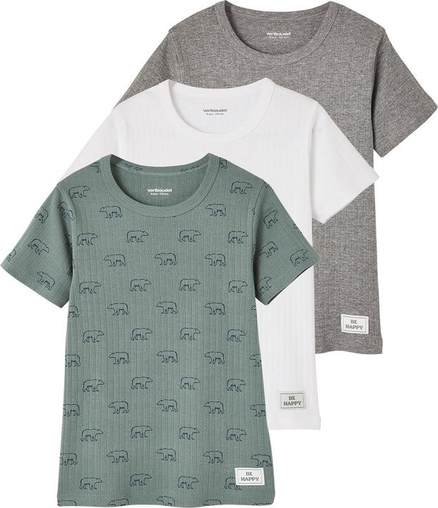 Produktbild Vertbaudet 3er-Pack Jungen T-Shirts aus Ripp, Bären (116, 3er Pack)