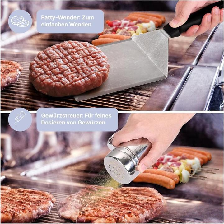 Produktbild Hermex 5-tlg. Burger-Set Burgerpresse Schmelzglocke Patty-Wender Ei-Ring Streuer