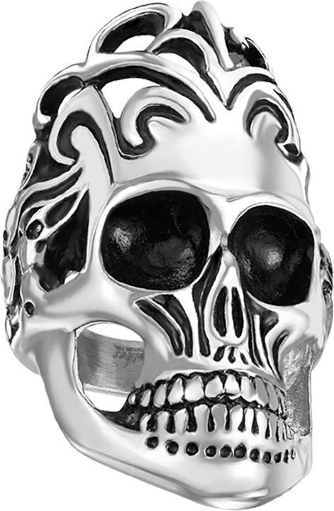 Produktbild Star Piercing Ring silber Schädel mit Blumen Haar (Chirurgenstahl 316L, ohne Messing)