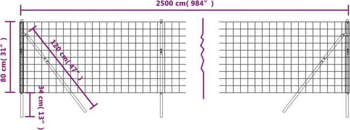 Actual product image VidaXL Maschendrahtzaun Anthrazit 0,8x25 m Verzinkter Stahl