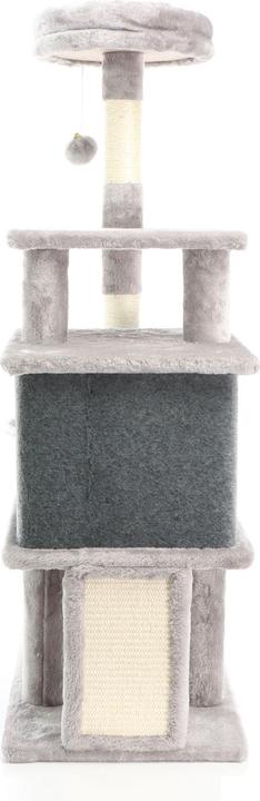 Immagine prodotto Fudajo Albero per gatti grigio chiaro Albero da graffiare alto 112 cm con casetta per gatti e nicchia per (112 cm, Grigio chiaro)