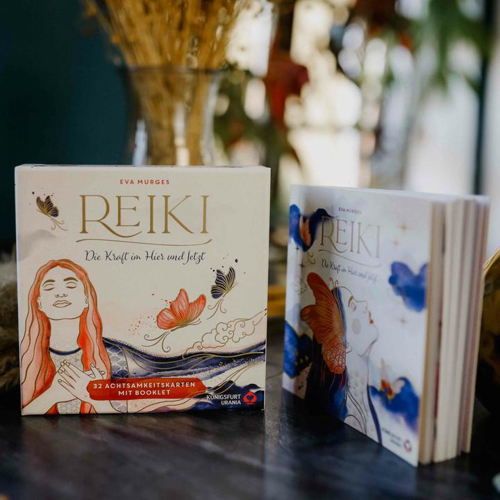 Produktbild Reiki – Die Kraft im Hier und Jetzt: 32 Achtsamkeitskarten mit Goldfolie und Goldschnitt (Deutsch, Eva Murges, 2024)
