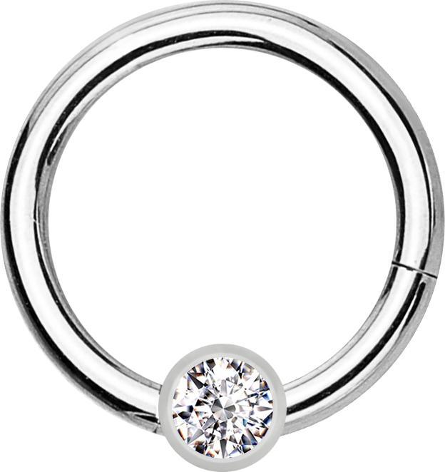 Produktbild Star Piercing Micro Segmentring klappbar silber mit Kugel Kristall silber (ohne Messing, Chirurgenstahl 316L)