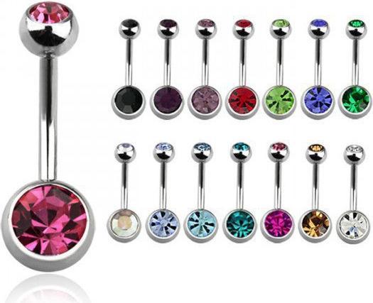 Immagine prodotto Hermex Piercing alla pancia in acciaio chirurgico 316L da 1.6mm con zircone - viola (Zirconia, Acciaio chirurgico 316L)