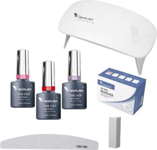 Venalisa Gellack Starter Set S (Candy Pink, grey fuchsia, Red, Gel-Effekt Nagellack)