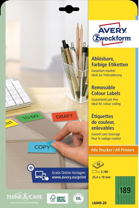 Actual product image Avery Organizational labels green