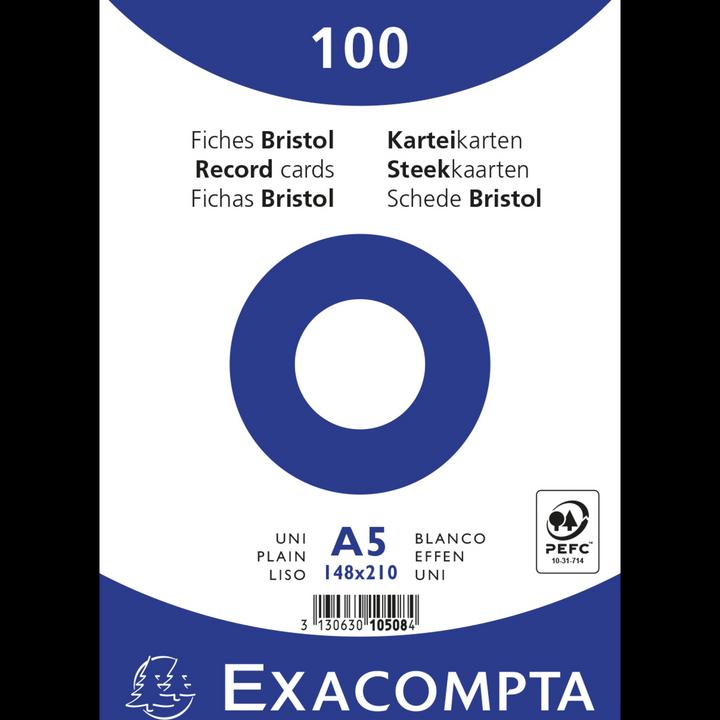 Immagine prodotto Exacompta Formato della scheda: DIN A5 Struttura della riga: vuota (A4, 205 g/m², 100 x)