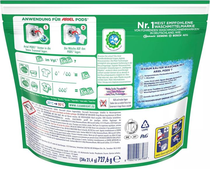 Nutritional values and ingredients Ariel All-in-1 (68 Washing cycles, Pods)