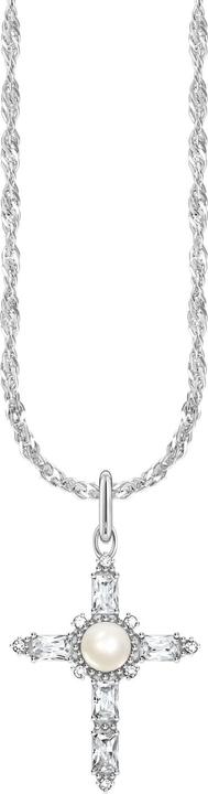Thomas Sabo Kette Cross Romance (Süsswasserzuchtperle, Sterling Silber 925, 40 - 45 cm)